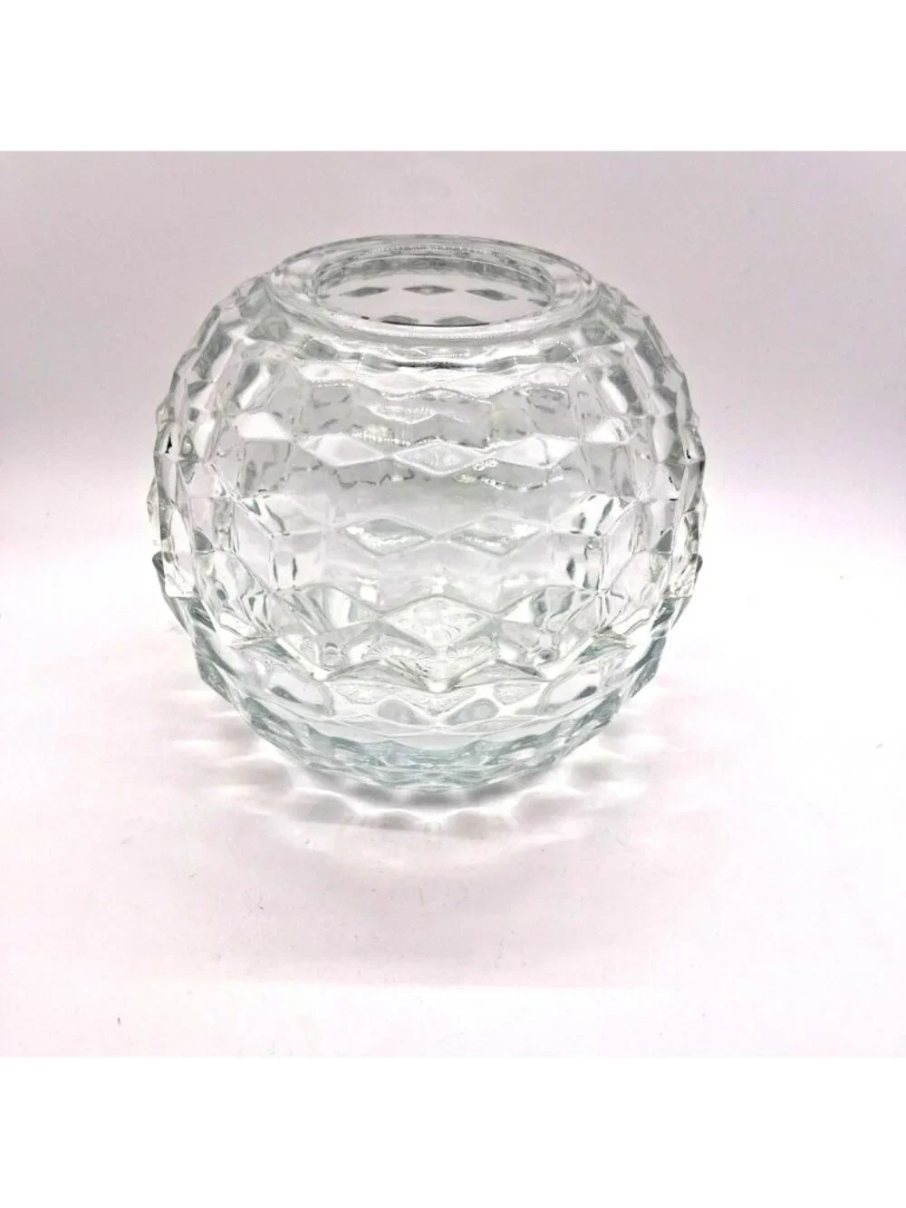HOMCO Fairy Lamp Clear Glass Globe Candle Holder With Diamond Honeycomb Pattern
